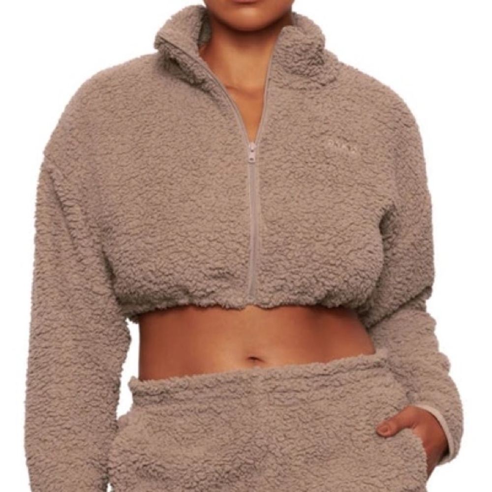 358. NWT Womens Teddy High Pile Fleece Crop Full Zip Jacket